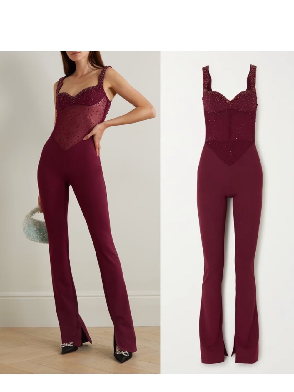 Clio Peppiatt The Vanguard Anemone embellished stretch-crepe jumpsuit NWT